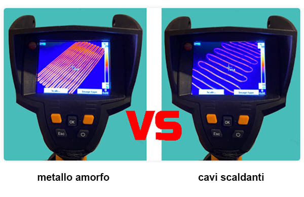 termocamera metallo amorfo vs cavi scaldanti